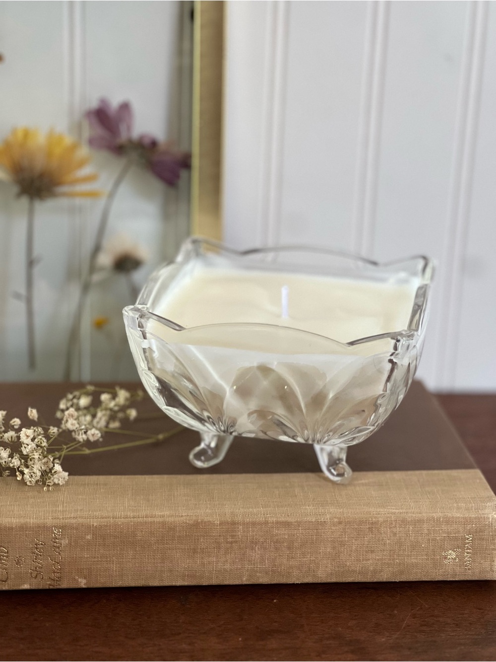 Vintage Square Glass Footed Bowl